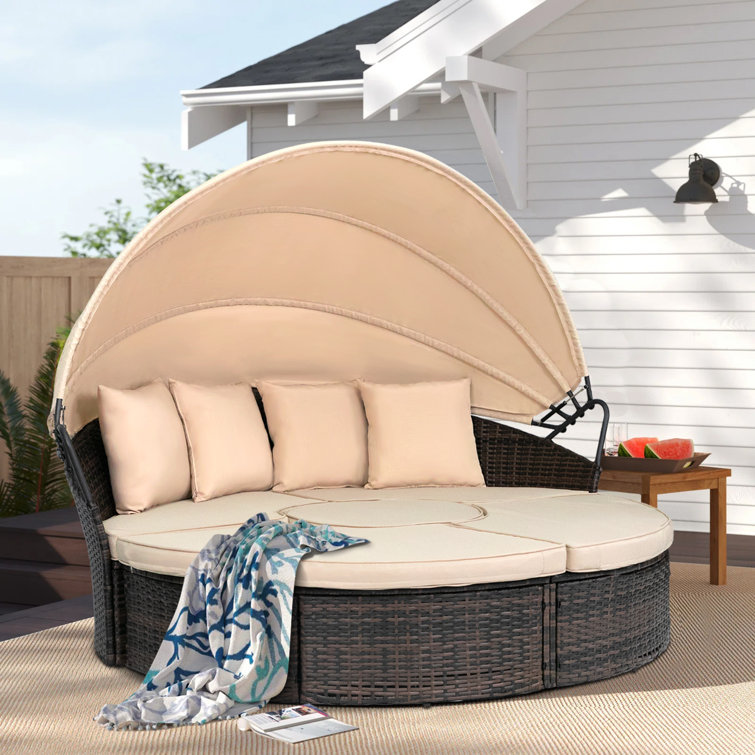 Behling canopy patio store daybed with cushions